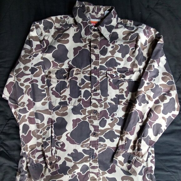 Vintage Winchester Camouflage Duck Hunt Logo Button Shirt - Picture 2 of 8
